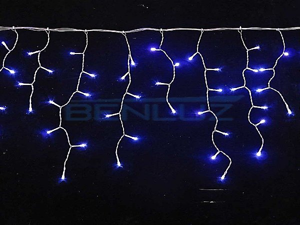 Cascata Sequencial 200 LEDS Fio Branco 5 Metros Azul 220V