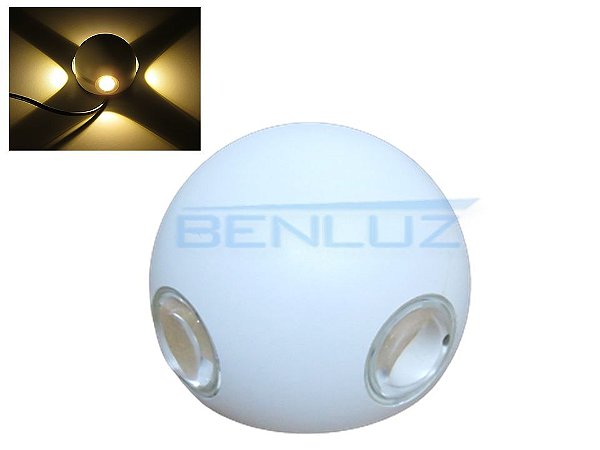 Arandela Branca LED 12W 4 Fachos De Luz Branco Quente 3000K