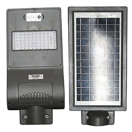 Luminária Pública LED Solar 30W Com Painel Embutido Branco Frio IP65