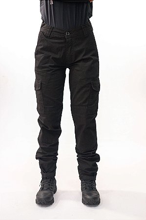 CALÇA TÁTICA FEMININA FLEX GUERREIRO PRETA