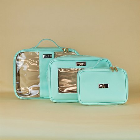 Kit Laura P/M/G verde água personalizado