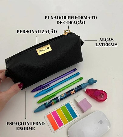 Estojo Giovanna preto personalizado