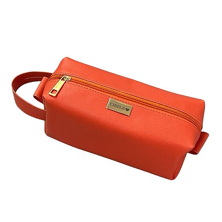Necessaire Manu G alça lateral laranja personalizada