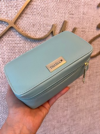 Necessaire Leticia P verde água personalizada