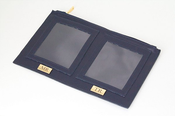 Porta passaporte G azul marinho personalizado