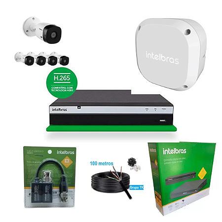 KIT 4 CFTV ANALÓGICO INTELBRÁS