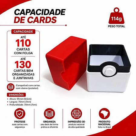 Caixa Organizadora Deck Box Porta Cards Pokemon Caixa Tcg Pokebola 120 Cartas