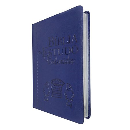 Bíblia De Estudo Colorida Capa Luxo Azul - Bv Books