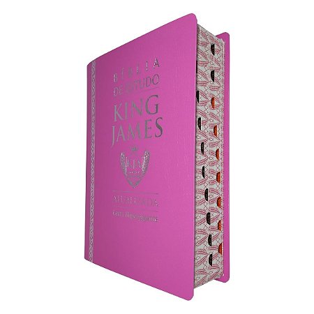 Bíblia de Estudo King James Atualizada Capa Luxo Rosa - CPP