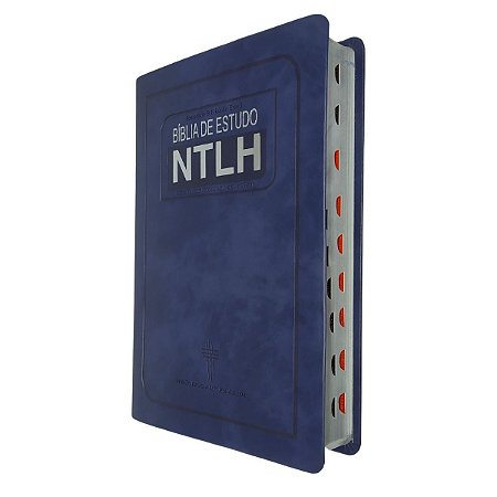 Bíblia de Estudo NTLH Média Capa Luxo Azul Com Índice - SBB