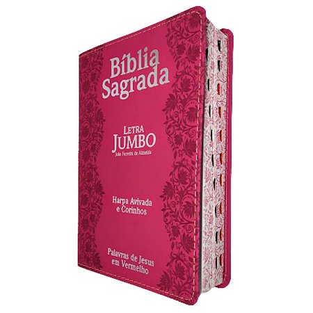 Bíblia Sagrada Com Letra Jumbo e Harpa Pink Flores - CPP