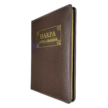 Harpa Original Com Corinhos Letra Grande Capa Couro - Marrom