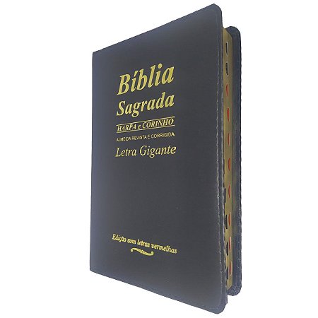 Bíblia Sagrada Letra Gigante Palavras De Jesus Em Vermelho Luxo Preta Harpa E Corinhos Cpp