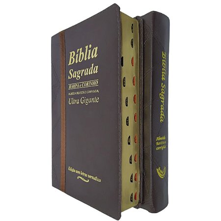 Bíblia Sagrada Letra Ultra Gigante Bicolor Edição Com Letras Vermelhas MARROM