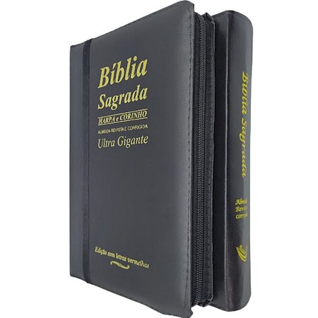 Bíblia Sagrada Letra Ultra Gigante Bicolor Edição Com Letras Vermelhas PRETA ZÍPER
