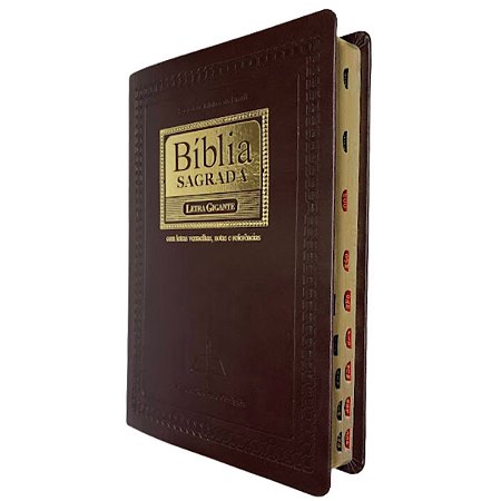 Bíblia Sagrada Letra Gigante Notas e Referências Com Índice Marrom Nobre - Sbb