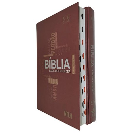 Bíblia Fácil de Entender NTLH Índice Lateral Capa Cruz Marrom