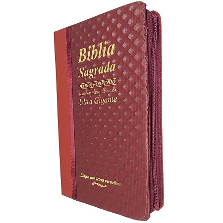 Bíblia Letra Ultra Gigante Índice Lateral Zíper Bicolor Vinho