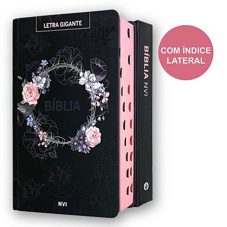 Bíblia Sagrada Letra Grande Índice Lateral Capa Dura Arco de Rosas Pão Diário