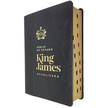 Bíblia de Estudo King James Atualizada Índice Capa Luxo Preta - Art Gospel