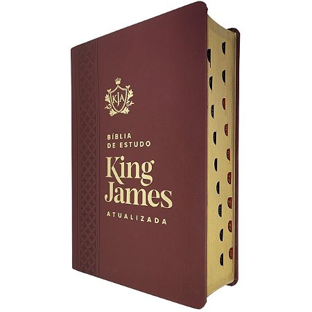 Bíblia de Estudo King James Atualizada Índice Capa Luxo Vinho - Art Gospel