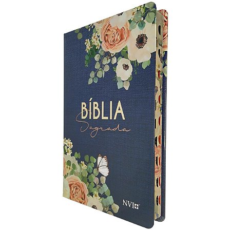 Bíblia Sagrada Slim NVI Capa Dura Flores Jeans - Art Gospel