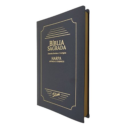 Bíblia Slim RC Capa Coverbook Preta Com Harpa S/ Índice - CPP