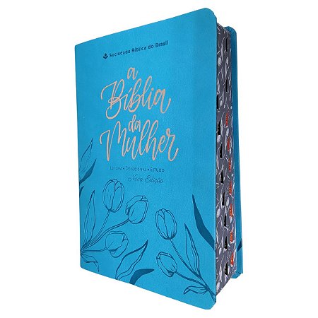 A Bíblia Da Mulher Média Índice Capa Luxo Azul Turquesa - SBB