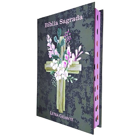 Bíblia Sagrada ARC Letra Grande Capa Dura Cruz Flores Índice