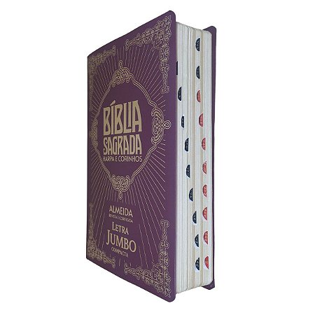 Bíblia Sagrada ARC Jumbo Compacta Harpa Índice Coverbook Bordo