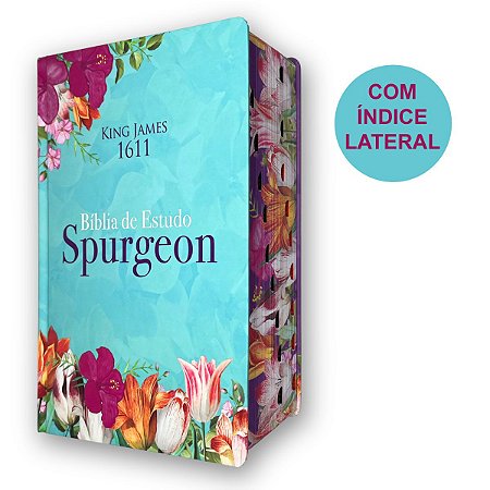 Biblia De Estudo Spurgeon Floral | BKJ 1611 Índice | Letra Grande | Bvbooks