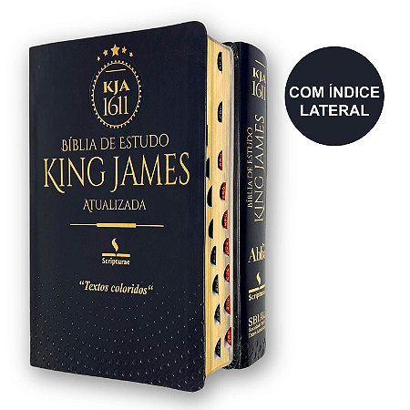 Bíblia de Estudo King James Atualizada 1611 | Índice Textos Coloridos | Preto