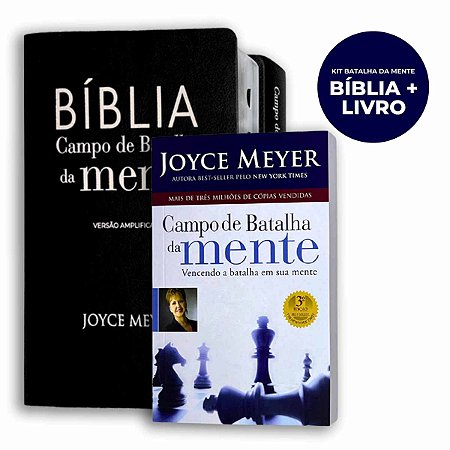 Kit Bíblia Campo de Batalha Da Mente Preta + Livro Batalha da Mente Joyce Meyer