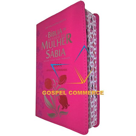 Bíblia de Estudo da Mulher Sábia Letra Grande e Harpa Pink