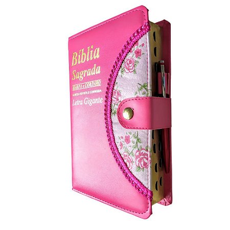Kit 4 Bíblia Sagrada Letra Gigante - Pink - Botão e Caneta