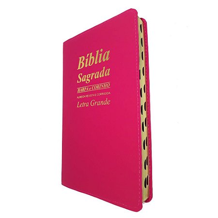 Bíblia Sagrada Letra Grande Com Harpa Cristã Pink Com Índice