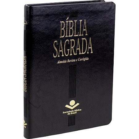 Bíblia Sagrada Slim Luxo Corrigida Fina Preta Sbb