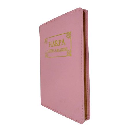 Harpa Original Com Corinhos Letra Grande Capa Couro - Rosa