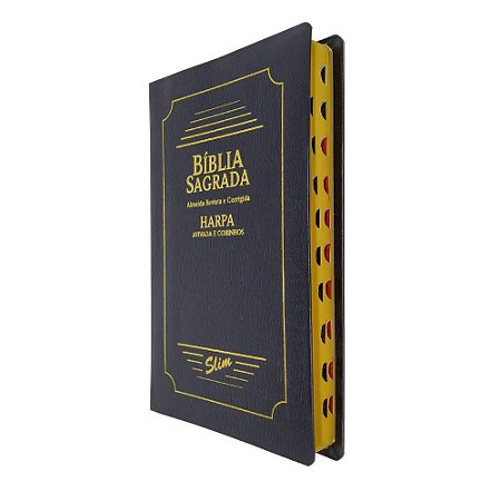 Bíblia Sagrada Slim Capa Coverbook Preta Com Harpa - CPP