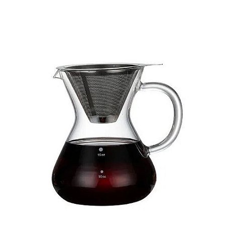 Cafeteira Vidro Borossilicato 500ml com Coador Inox Zahav - Maesttro  Utensílios Profissionais