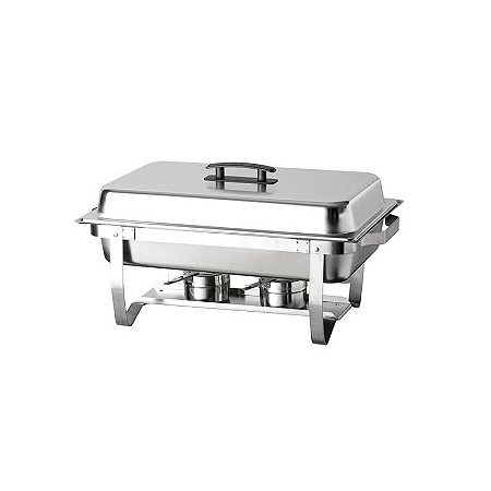 Rechaud Retangular Inox GN 1/1 Zahav com Tampa Removível