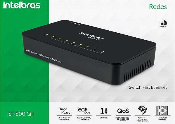 SWITCH INTELBRAS 8 PORTAS NAO GERENCIAVEL SF800 Q+