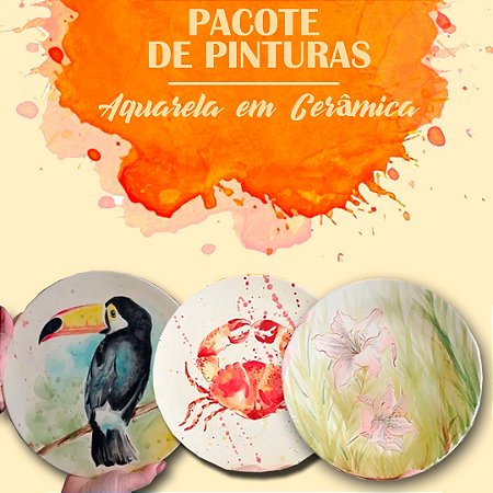 PACOTE PINTURA AQUARELADA EM CERÂMICA