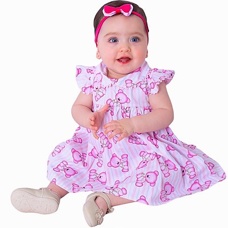Vestido de Bebê 2 - 18 Meses com Tiara 100% Algodão - Luana - Mundo Nina  Kids - A Sua Loja de Roupa de Bebê e Kids feminino