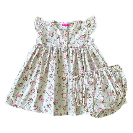 Vestido Bebê Infantil Menina com Calcinha 100% Algodão - BAILARINA