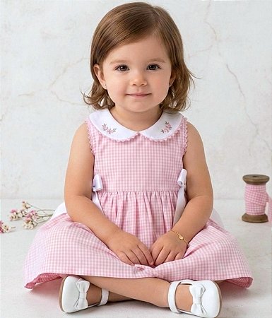 Vestido Bebê Infantil Menina Mundo Nina Macio Confortável Luxo Festa 2 Peças 100%Algodão 2 Meses a 8 Anos
