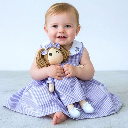 Kit Vestido com Boneca de Pano 100% Algodão - Barbara