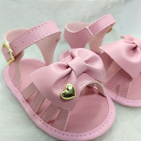 Sandália Bebê Coração Rosa - Mundo Nina Kids
