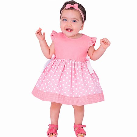Vestido de Bebê Poá Rosa 100% Algodão - Bia - Mundo Nina Kids - A Sua Loja  de Roupa de Bebê Online