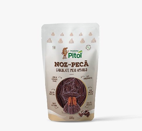 Noz-Pecã Chocolate Meio Amargo 100 gr - 5 un
